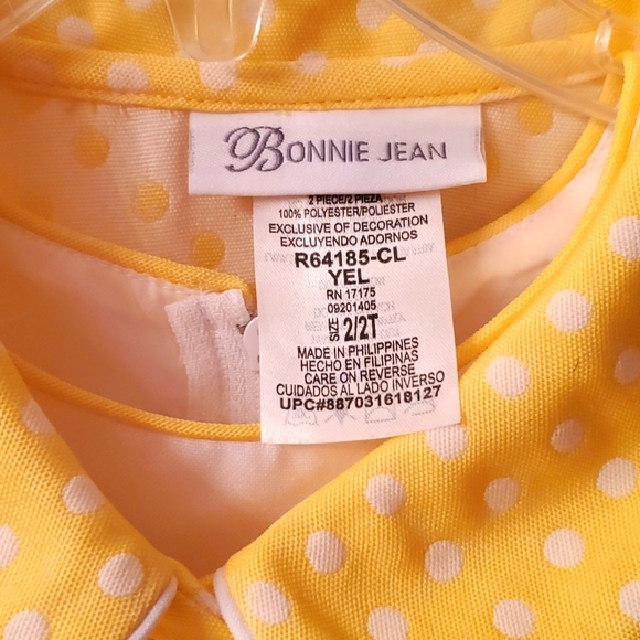 BONNIE JEAN YELLOW AND WHITE POLKA DOAT DRESS AND COAT WITH WHITE HAT - Picture 8 of 13